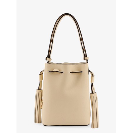 Leather bucket bag with metal VLogo Signature