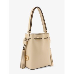 Leather bucket bag with metal VLogo Signature