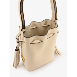 Leather bucket bag with metal VLogo Signature