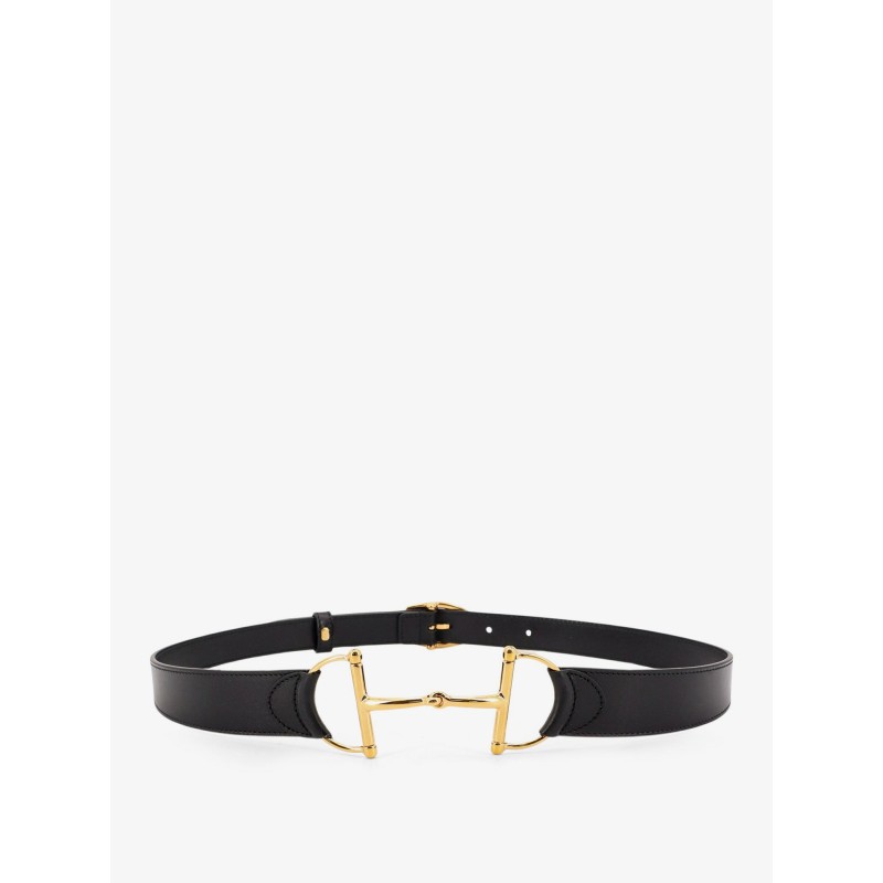 Leather belt with maxi metal Horsebit