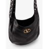 Leather Hobo crossbody bag with metal VLogo Signature