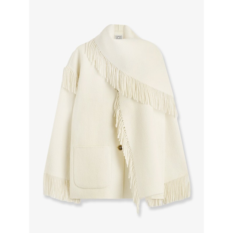 Wool coat with scarf