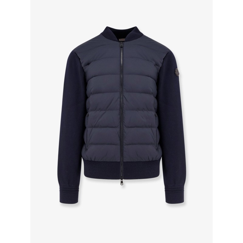 Nylon down jacket with wool sleeves