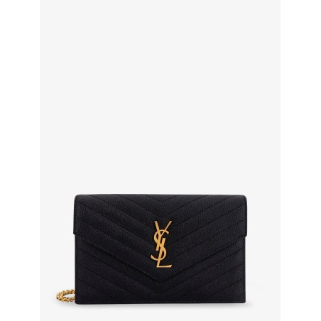 Envelope grain-de-poudre leather clutch bag with Cassandre chain