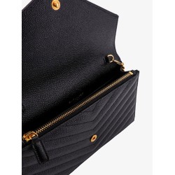 Envelope grain-de-poudre leather clutch bag with Cassandre chain