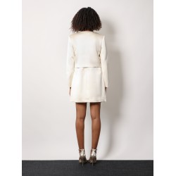 Satin blazer with 3d flower