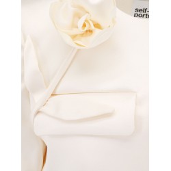 Satin blazer with 3d flower