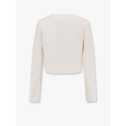 Satin blazer with 3d flower