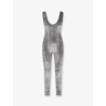 Stretch chenille jumpsuit with all-over crystals