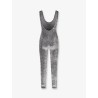 Stretch chenille jumpsuit with all-over crystals