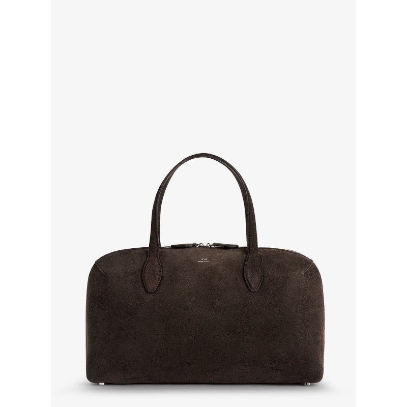 Suede crossybody bag with lettering logo on the front