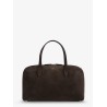 Suede crossybody bag with lettering logo on the front