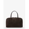 Suede crossybody bag with lettering logo on the front