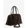 Suede crossybody bag with lettering logo on the front