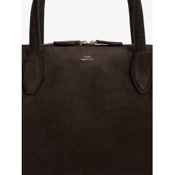 Suede crossybody bag with lettering logo on the front