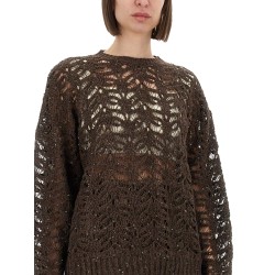 FOLIAGE LACE LINEN AND SILK DIAMOND KNIT