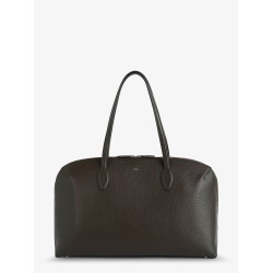 Leather handbag with engraved logo on the front