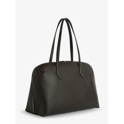 Leather handbag with engraved logo on the front