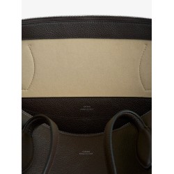 Leather handbag with engraved logo on the front