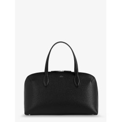 Leather handbag with engraved logo on the front