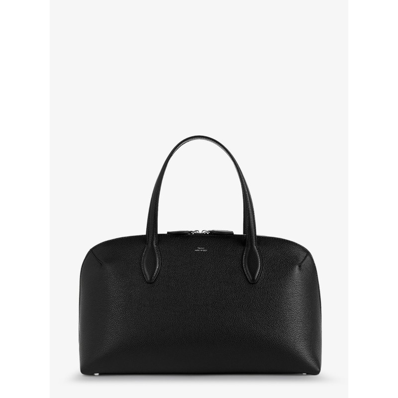 Leather handbag with engraved logo on the front