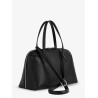 Leather handbag with engraved logo on the front