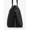Leather handbag with engraved logo on the front