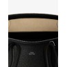 Leather handbag with engraved logo on the front