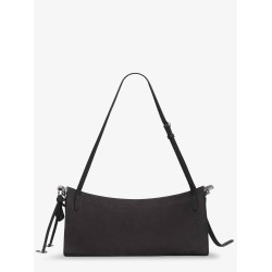 East West leather shoulder bag with engraved lettering logo