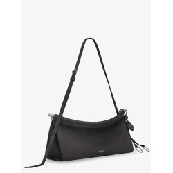 East West leather shoulder bag with engraved lettering logo