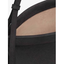 East West leather shoulder bag with engraved lettering logo