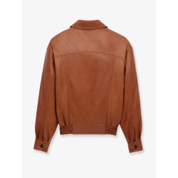 Leather jacket with maxi pockets on the front