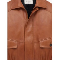 Leather jacket with maxi pockets on the front