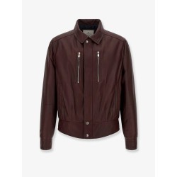 Leather bomber with padding