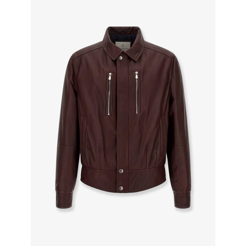Leather bomber with padding