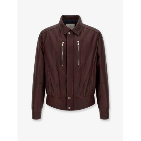 Leather bomber with padding