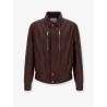 Leather bomber with padding