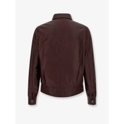 Leather bomber with padding