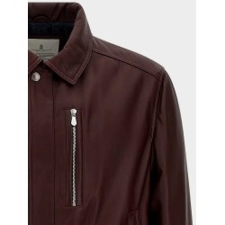 Leather bomber with padding