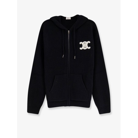 Wool cardigan with flocked logo