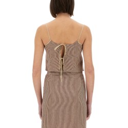 "MICRO STRIPE" TOP WITH LACES