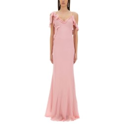 ABITO LUNGO CON APPLICAZIONI FLOREALI