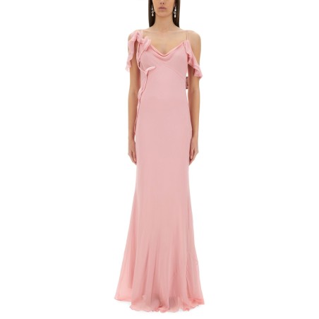 ABITO LUNGO CON APPLICAZIONI FLOREALI