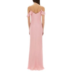 ABITO LUNGO CON APPLICAZIONI FLOREALI