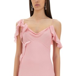 ABITO LUNGO CON APPLICAZIONI FLOREALI