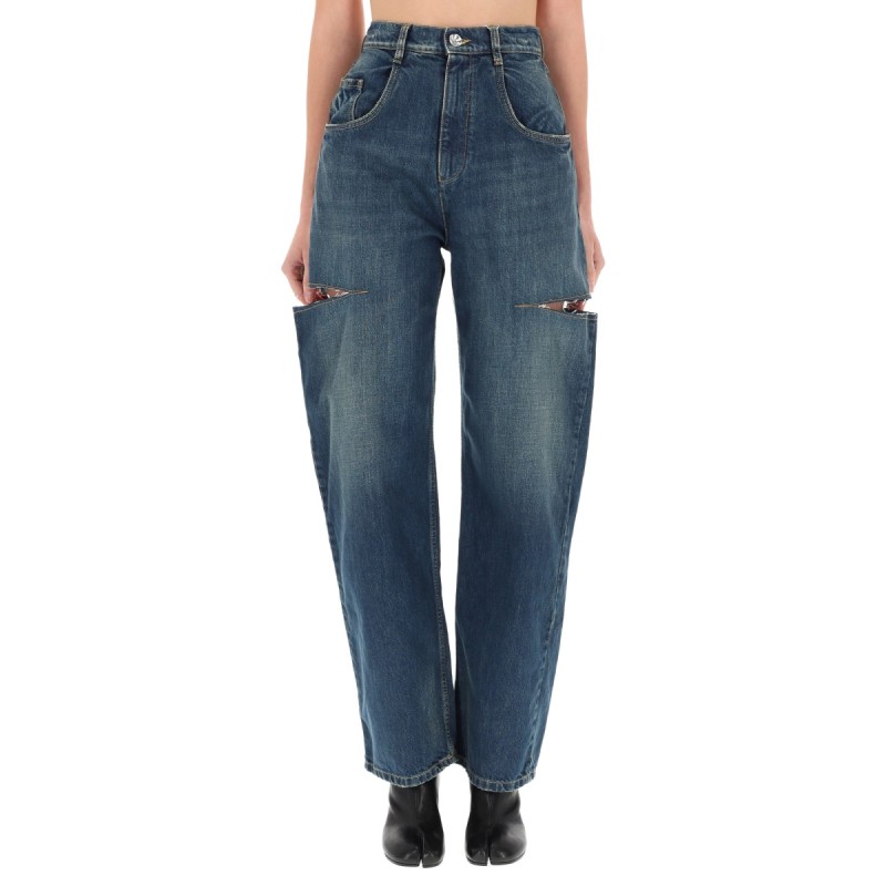 CROPPED JEANS WITH FRAYED HEM