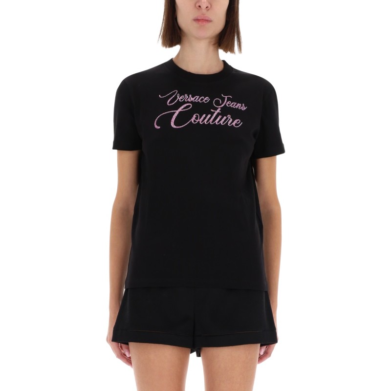 T-SHIRT WITH LOGO AND RHINESTONES