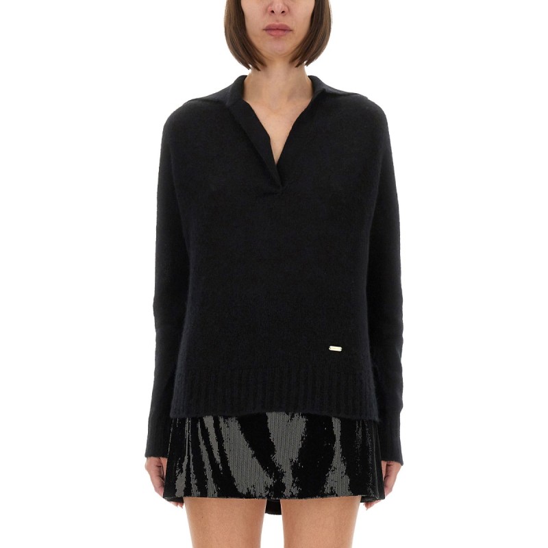 CASHMERE AND SILK LONG SLEEVE POLO SHIRT