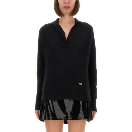 CASHMERE AND SILK LONG SLEEVE POLO SHIRT