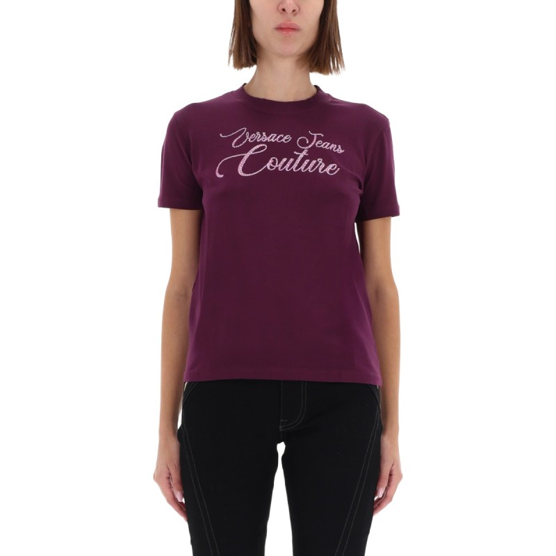T-SHIRT WITH LOGO AND RHINESTONES